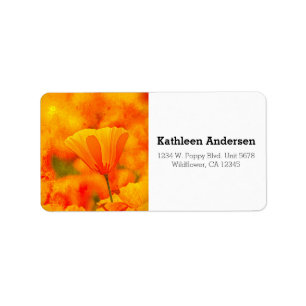 Golden Orange California Poppy "Land of Orange" Adressetikett
