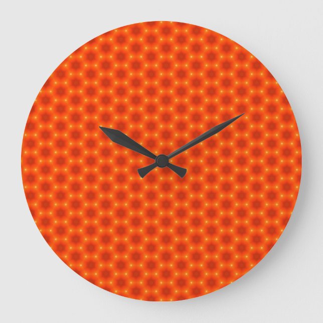 Golden Orange Honeycomb Hexagon Mönster Stor Klocka (Framsida)