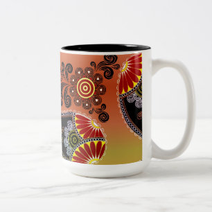 Golden Orange Paisley Mönster Coffee Mugg