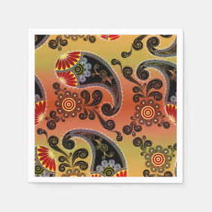 Golden Orange Paisley Mönster Napkins Pappersservett