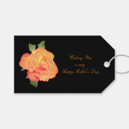 Golden Orange Ro Blommigt Mors dag Presentetikett