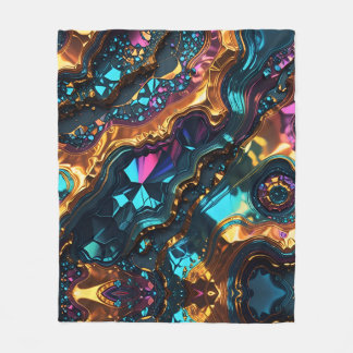Golden Ore Veins with shiny Gems Fleecefilt