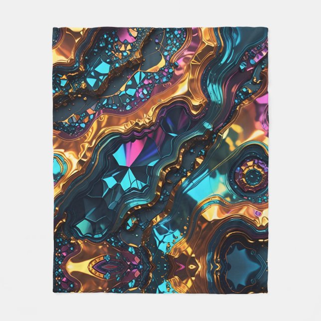 Golden Ore Veins with shiny Gems Fleecefilt (Framsidan)