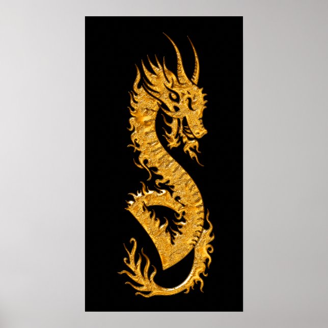Golden oriental drake 02 (lämnat) poster (Framsidan)