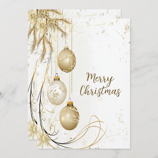 Golden Ornament jul Elegant Party Julkort (Fram/baksida)