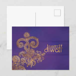 Golden Ornament Lycklig Diwali Postcard Vykort