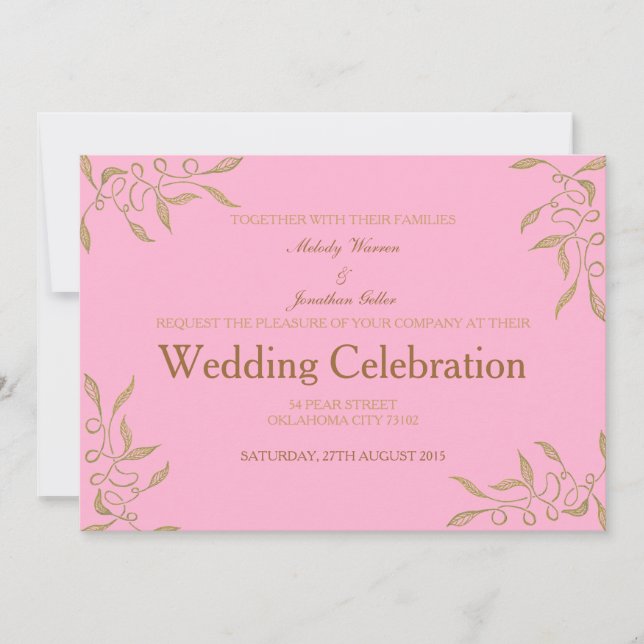 Golden Ornament Wedding Card Inbjudningar (Framsida)