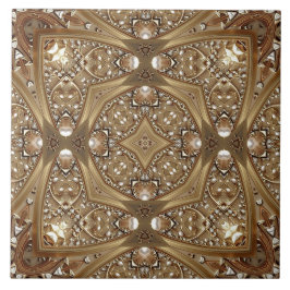 Golden Ornate Ceramic Tile Kakelplatta