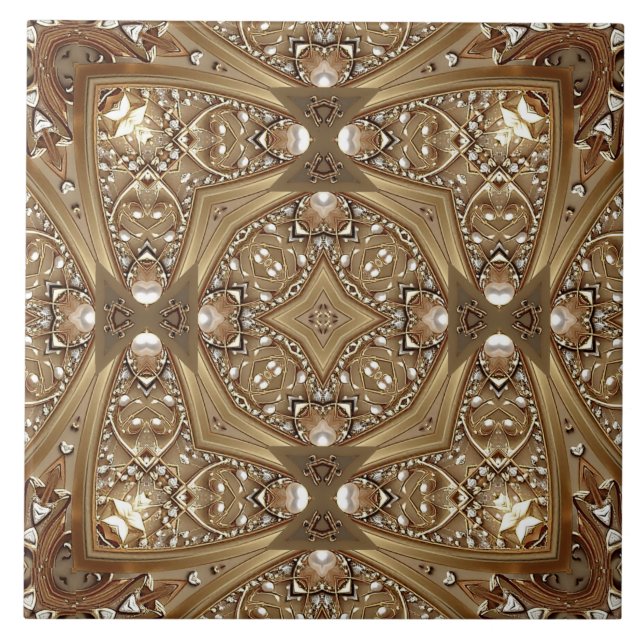 Golden Ornate Ceramic Tile Kakelplatta (Framsidan)