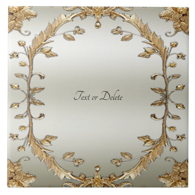 Golden Ornate Ceramic Tile Kakelplatta (Framsidan)