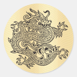 Golden Ornate Dragon Runt Klistermärke