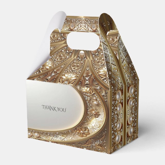 Golden Ornate Favor Box Presentaskar (Baksidan Sidan)