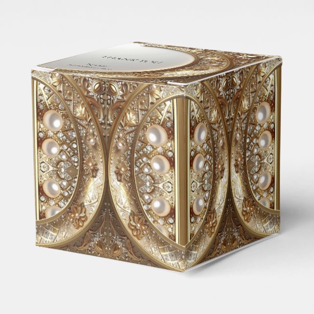 Golden Ornate Favor Box Presentaskar (Framsidan Sidan)
