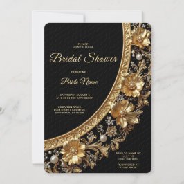 Golden Ornate Frame Bridal Shower Invitation Inbjudningar