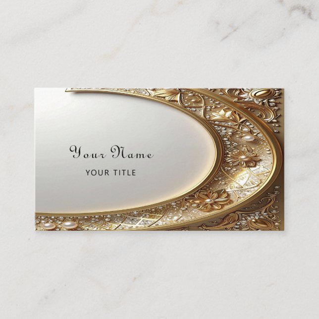 Golden Ornate Frame Business Card Visitkort (Framsida)