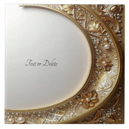 Golden Ornate Frame Ceramic Tile Kakelplatta