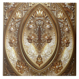 Golden Ornate Frame Ceramic Tile Kakelplatta