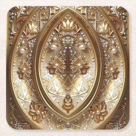Golden Ornate Frame Paper Coaster Underlägg Papper Kvadrat