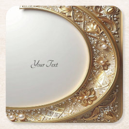 Golden Ornate Frame Paper Coaster Underlägg Papper Kvadrat