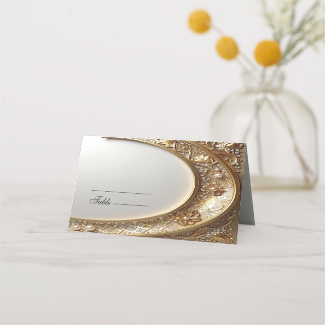 Golden Ornate Frame Place Card Placeringskort (Framsida)