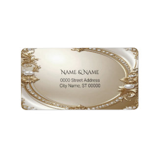Golden Ornate Frame Return Address Label Adressetikett