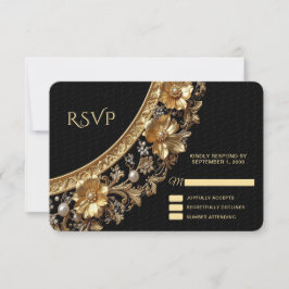 Golden Ornate Frame RSVP Card OSA Kort