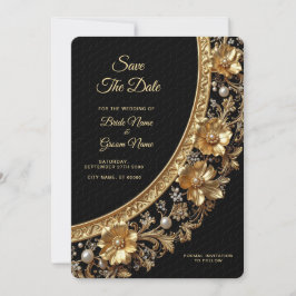 Golden Ornate Frame Save the Date Spara Datumet