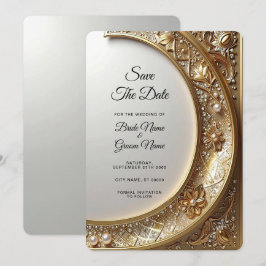 Golden Ornate Frame Save the Date Spara Datumet