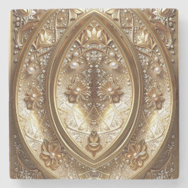 Golden Ornate Frame Stone Coaster Stenunderlägg