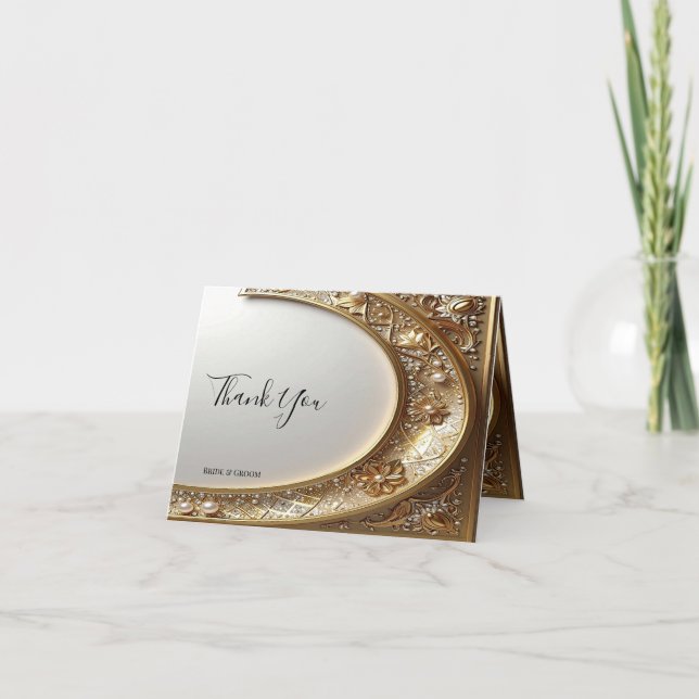 Golden Ornate Frame Thank You Card Tack Kort (Framsida)