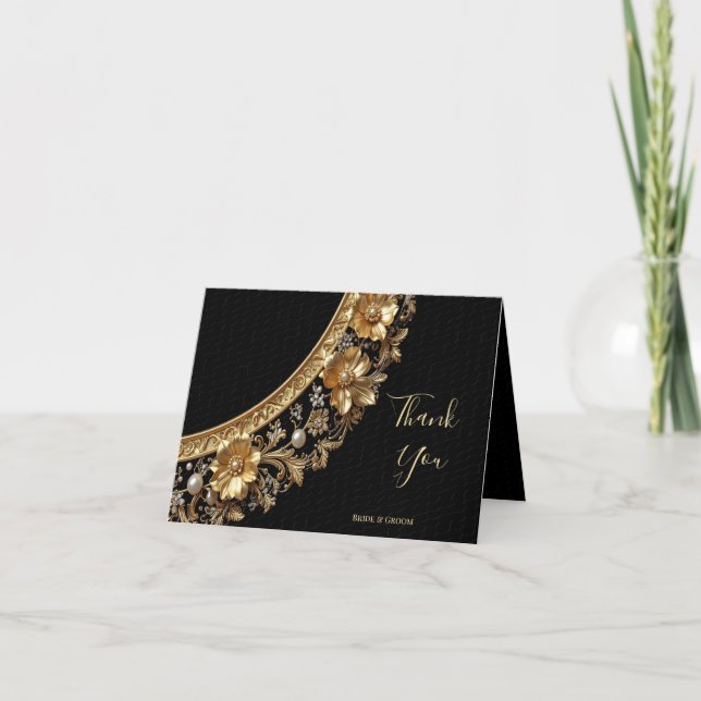 Golden Ornate Frame Thank You Card Tack Kort (Framsida)
