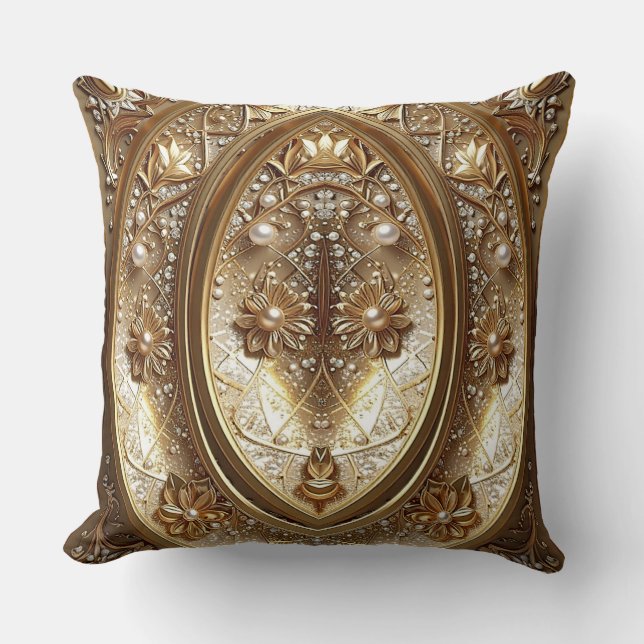 Golden Ornate Frame Throw Pillow Kudde (Framsida)