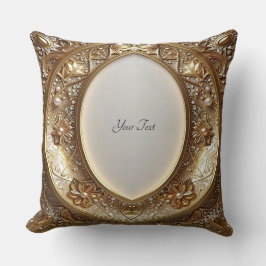 Golden Ornate Frame Throw Pillow Kudde