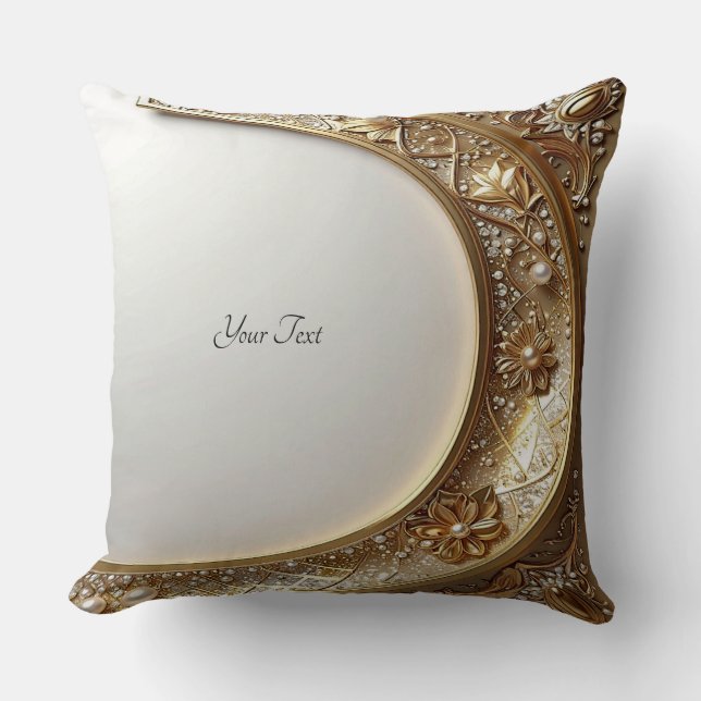 Golden Ornate Frame Throw Pillow Kudde (Framsida)