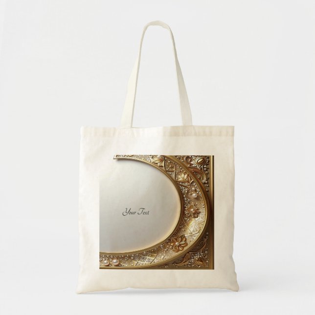 Golden Ornate Frame Tote Bag Tygkasse (Framsidan)