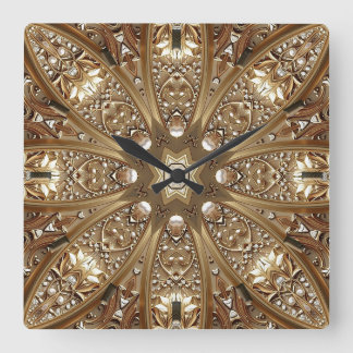 Golden Ornate Frame Wall Clock Fyrkantig Klocka