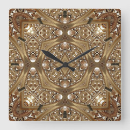 Golden Ornate Frame Wall Clock Fyrkantig Klocka