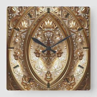 Golden Ornate Frame Wall Clock Fyrkantig Klocka