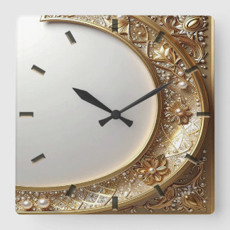 Golden Ornate Frame Wall Clock Fyrkantig Klocka