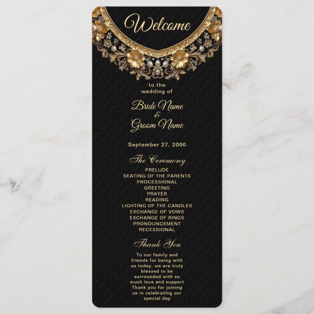 Golden Ornate Frame Wedding Program (Framsida)