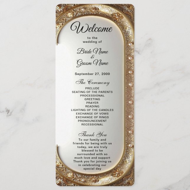 Golden Ornate Frame Wedding Program (Framsida)