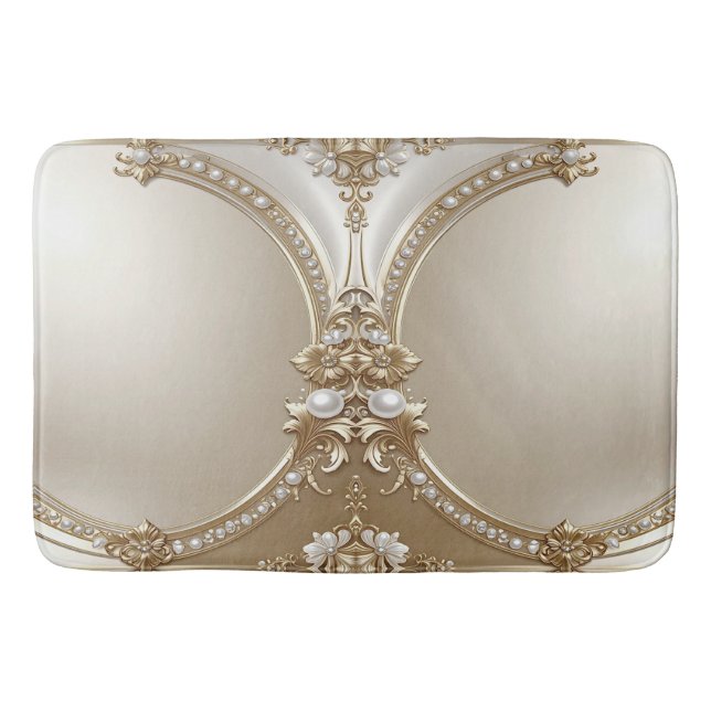 Golden Ornate Frame with Pearls Bath Mat Badrumsmatta (Framsidan)