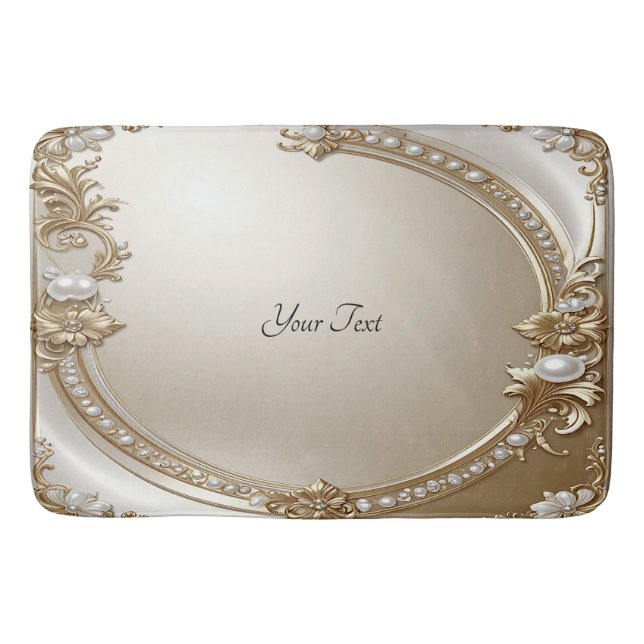 Golden Ornate Frame with Pearls Bath Mat Badrumsmatta (Framsidan)