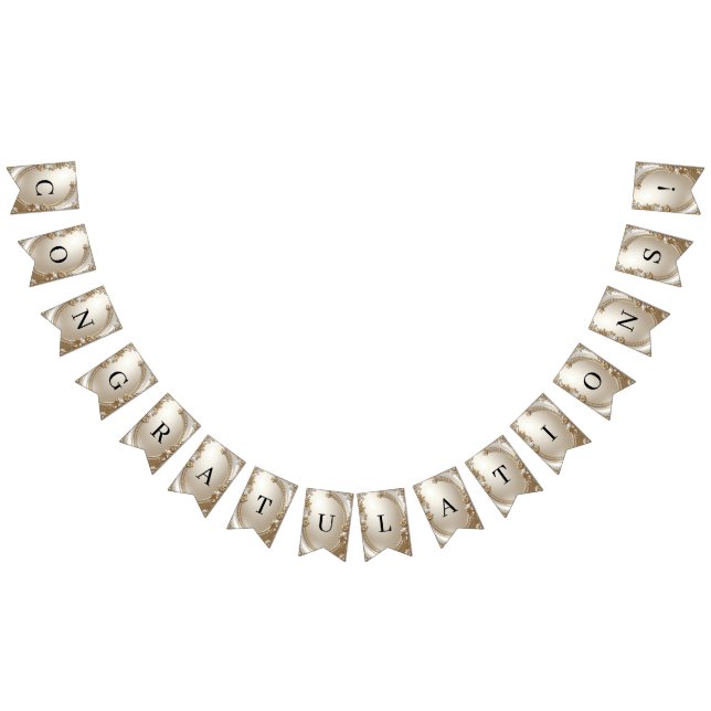 Golden Ornate Frame with Pearls Bunting Flag Vimplar (Alla)