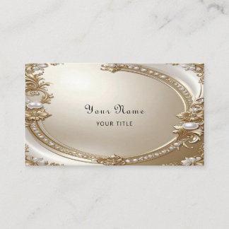 Golden Ornate Frame with Pearls Business Card Visitkort