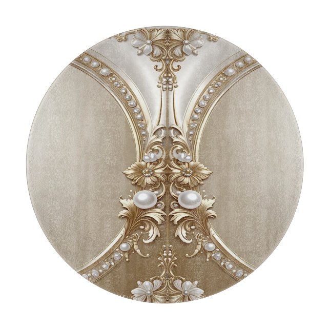 Golden Ornate Frame with Pearls Cutting Board (Framsidan)