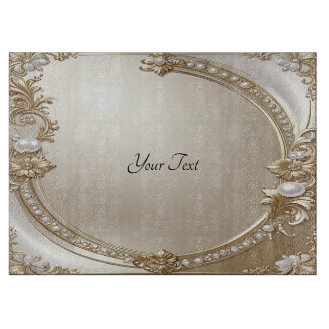 Golden Ornate Frame with Pearls Cutting Board (Framsidan)