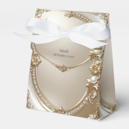 Golden Ornate Frame with Pearls Favor Box Presentaskar