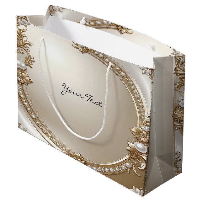 Golden Ornate Frame with Pearls Gift Bag (Baksidan Vinklad)