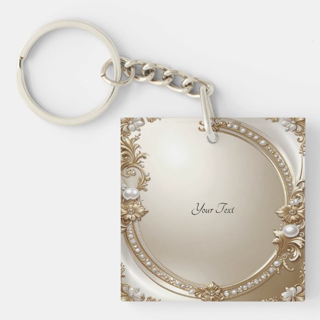 Golden Ornate Frame with Pearls Keychain (Framsidan)